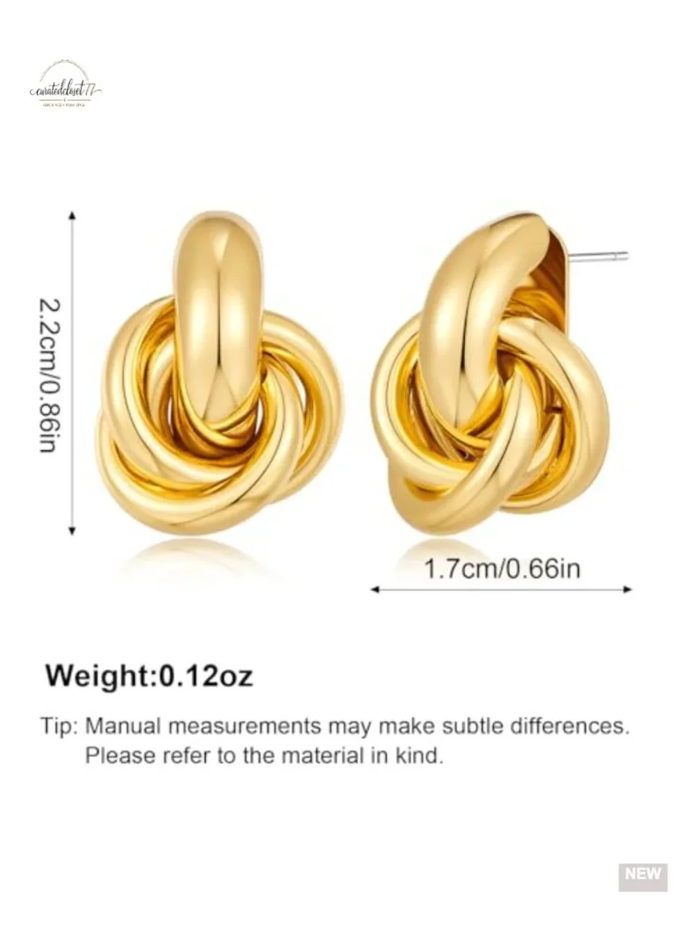 Chunky Gold Geometric Drop Dangle Earrings Trendy Knot Stud Twisted Link